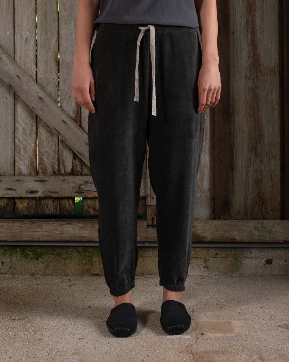 Easy Pant Washed Light Velvet Charcoal