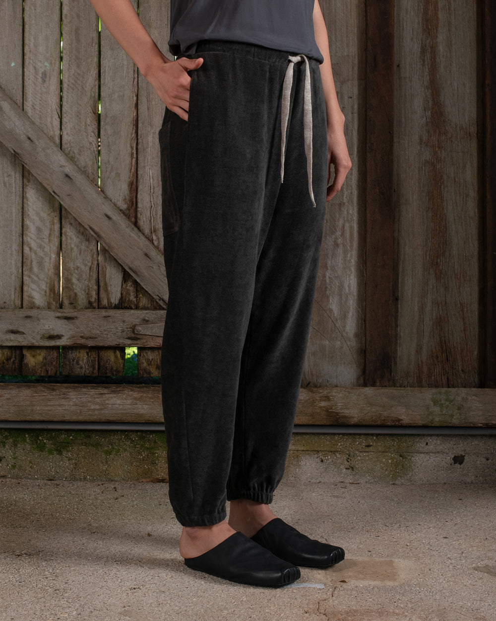 Easy Pant Washed Light Velvet Charcoal