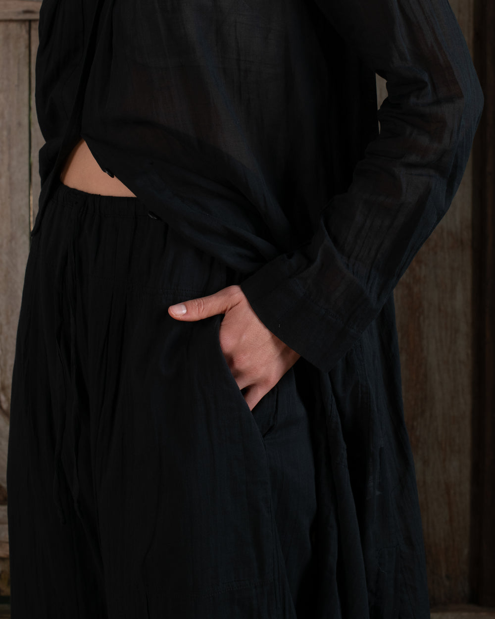 Full Pant Fine Cotton Voile Black