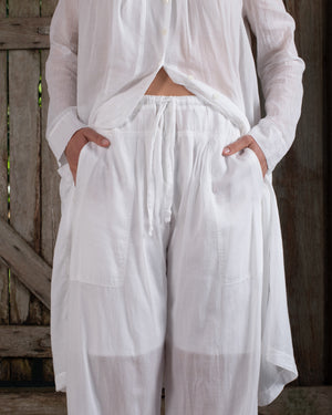 Full Pant Fine Cotton Voile White