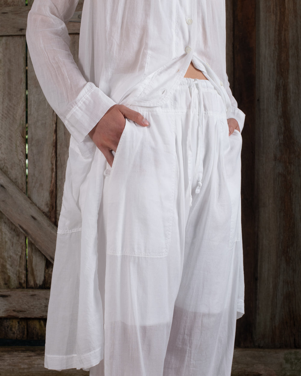 Full Pant Fine Cotton Voile White