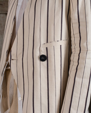 Graphic Jacket Linen Cotton Stripe Natural
