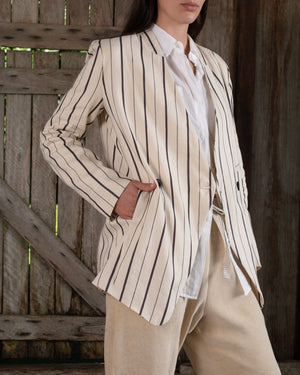 Graphic Jacket Linen Cotton Stripe Natural