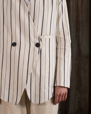 Graphic Jacket Linen Cotton Stripe Natural