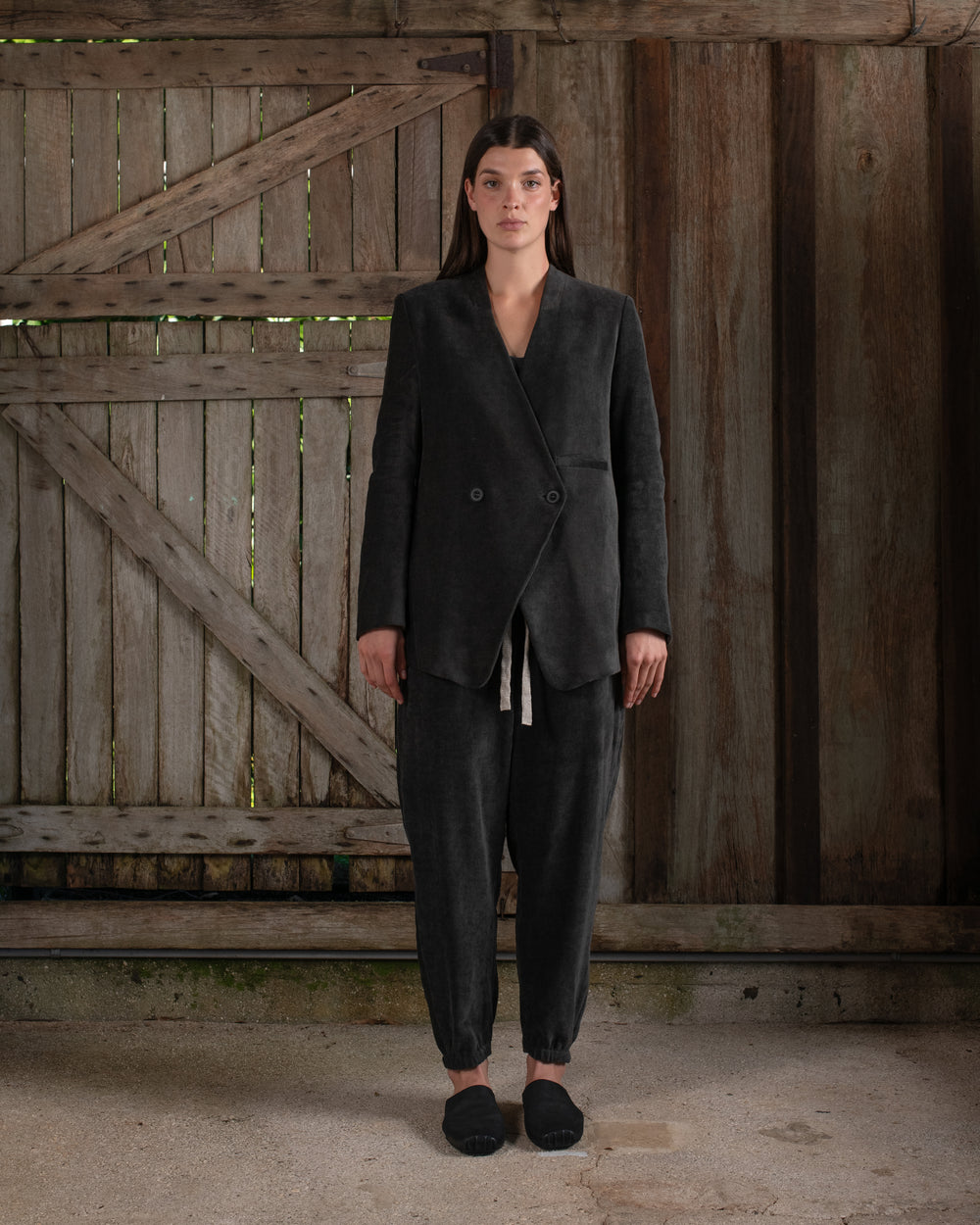 Graphic Jacket Washed Light Velvet Charcoal