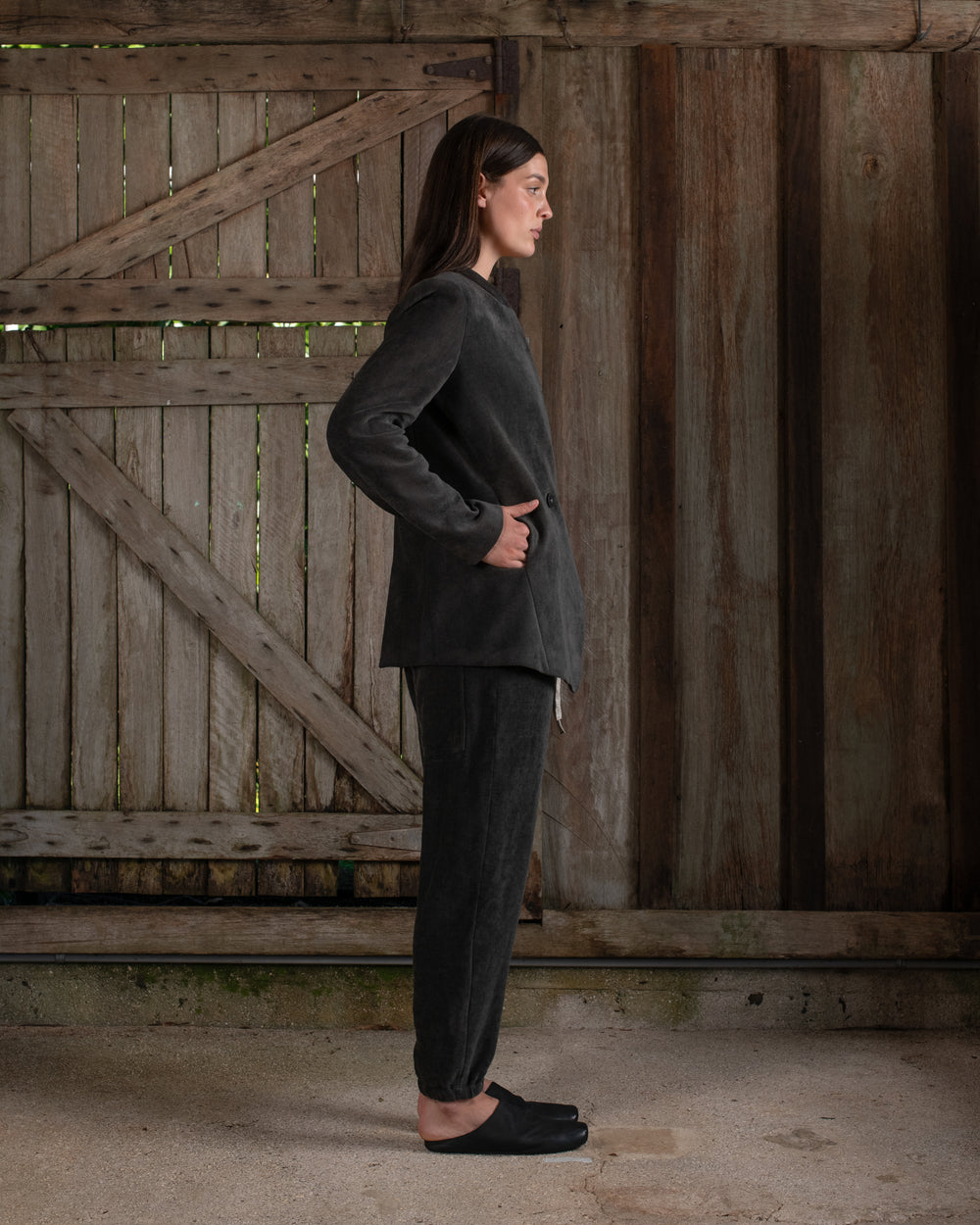 Graphic Jacket Washed Light Velvet Charcoal
