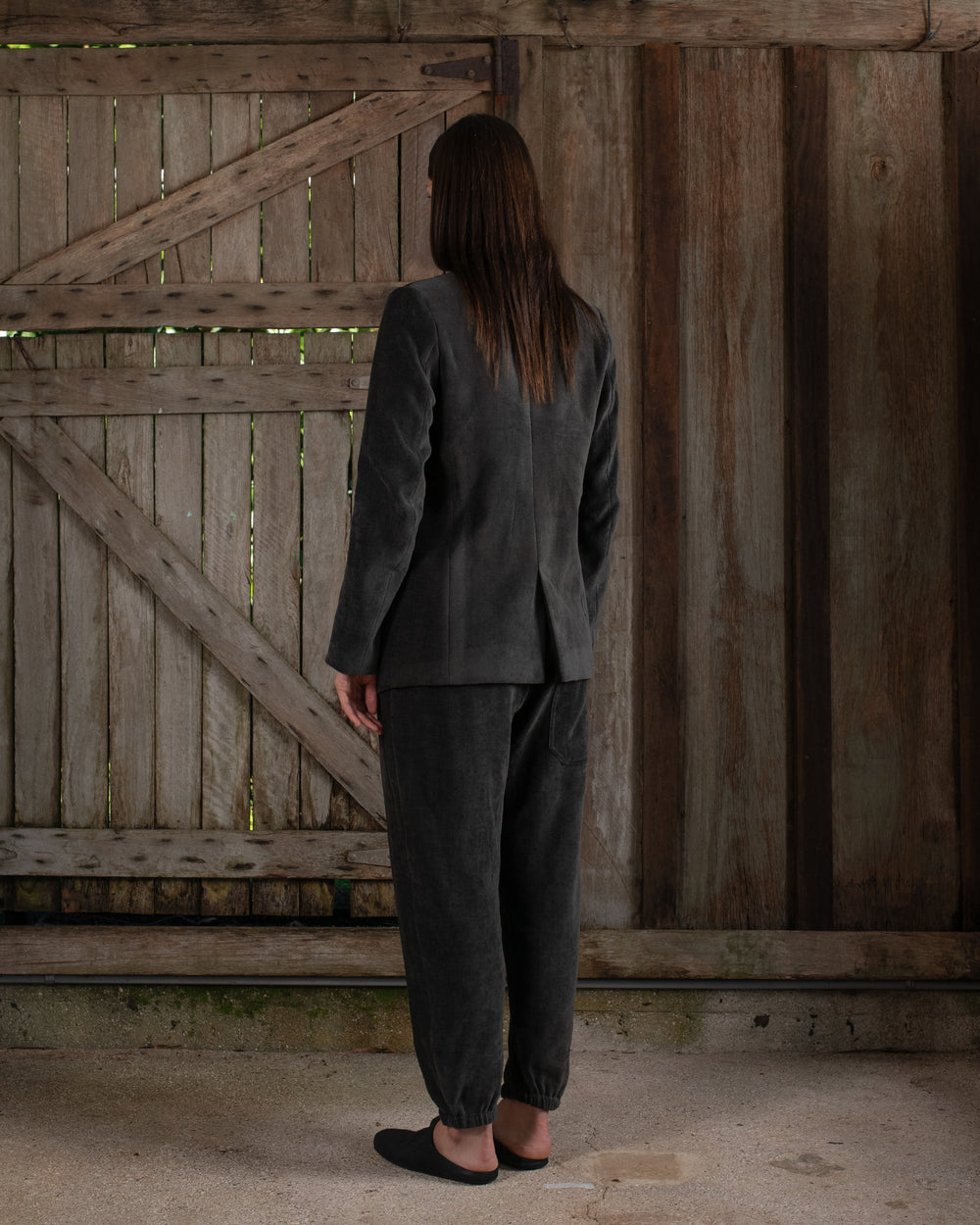 Graphic Jacket Washed Light Velvet Charcoal