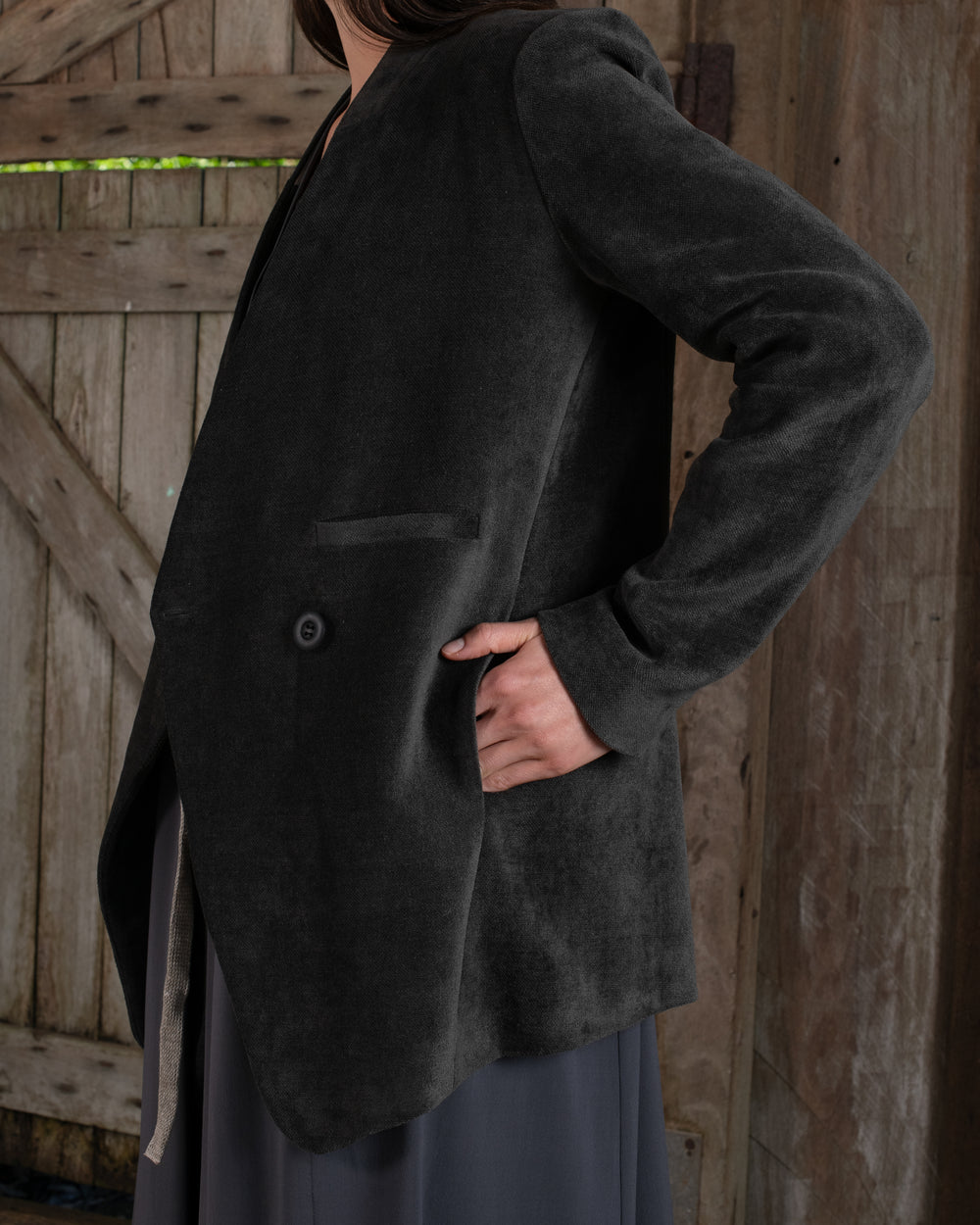 Graphic Jacket Washed Light Velvet Charcoal