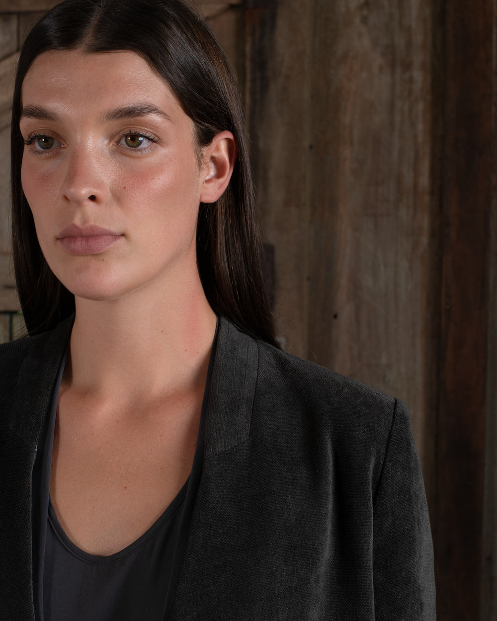 Graphic Jacket Washed Light Velvet Charcoal