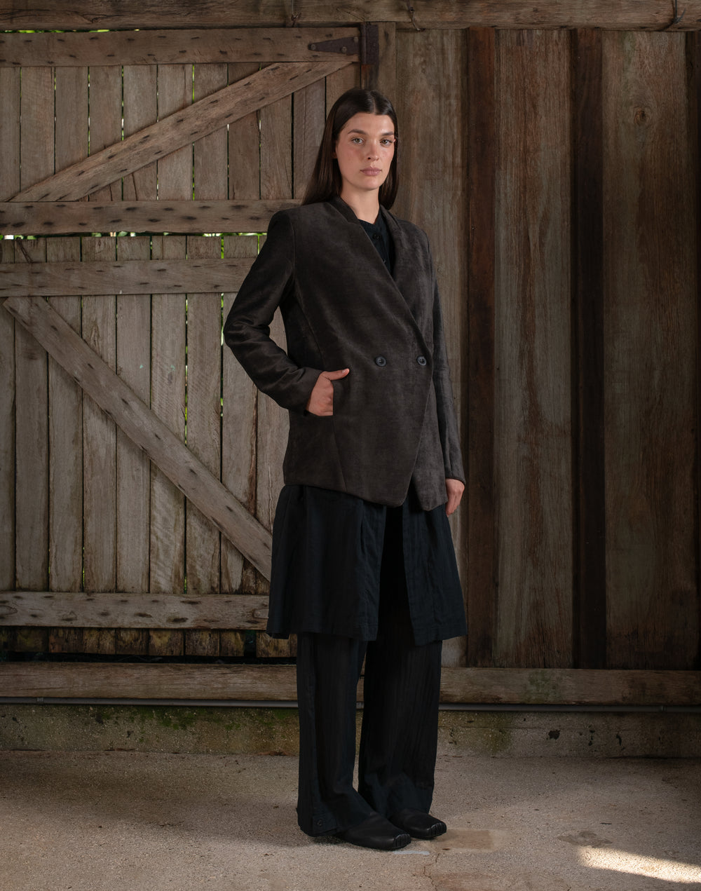 Graphic Jacket Washed Light Velvet Chocolate