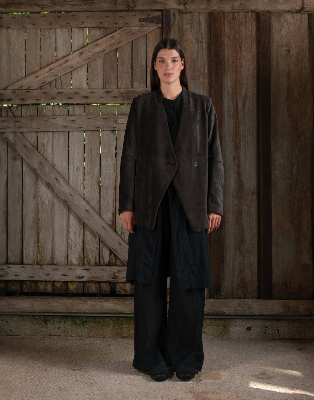 Graphic Jacket Washed Light Velvet Chocolate