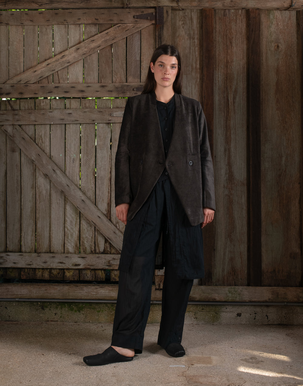 Graphic Jacket Washed Light Velvet Chocolate