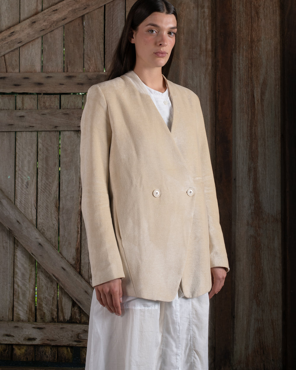 Graphic Jacket Washed Light Velvet Tea