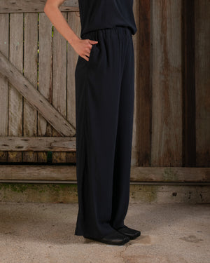 High Waist Pant Stretch Silk Black
