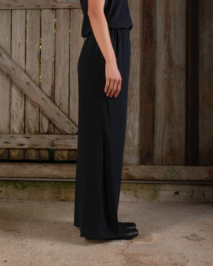 High Waist Pant Stretch Silk Black