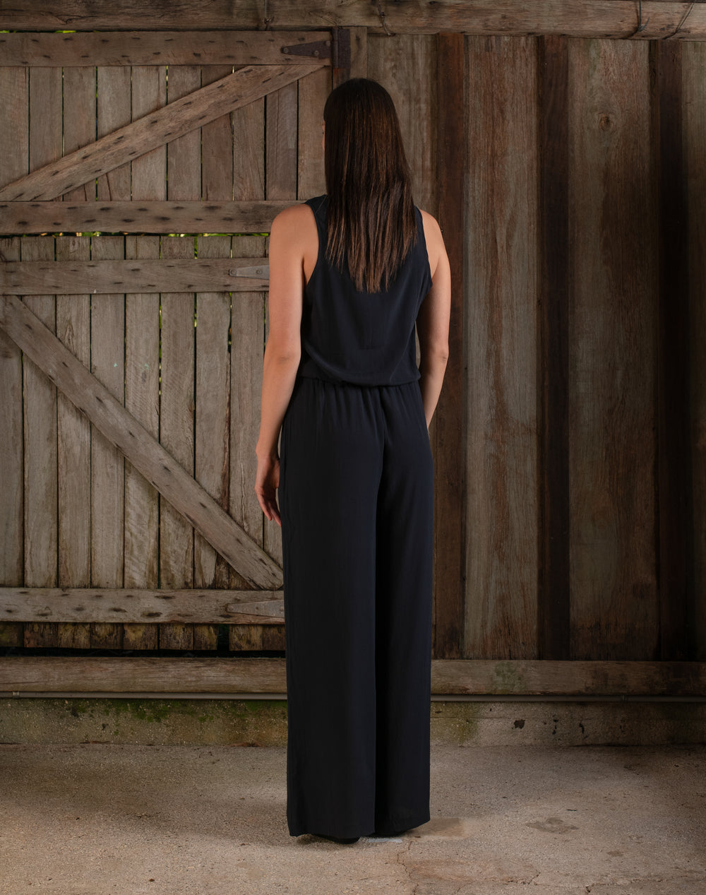 High Waist Pant Stretch Silk Black