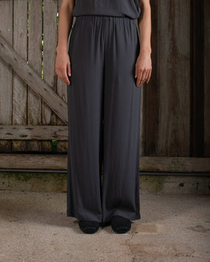 High Waist Pant Stretch Silk Charcoal