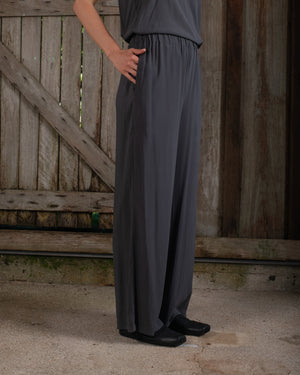 High Waist Pant Stretch Silk Charcoal