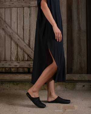 Long Kaftan Stretch Silk Black