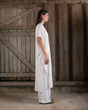 Long Kaftan Stretch Silk White