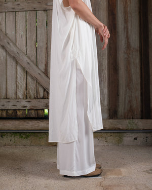 Long Kaftan Stretch Silk White