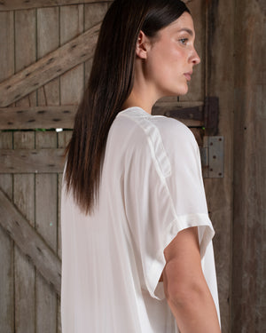 Long Kaftan Stretch Silk White