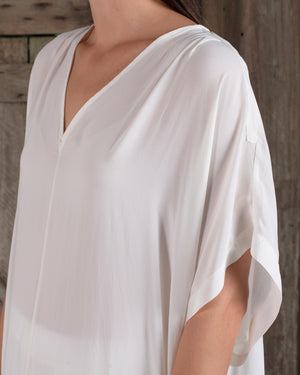 Long Kaftan Stretch Silk White