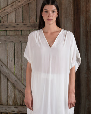Long Kaftan Stretch Silk White