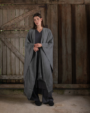 Long Wearable Blanket Cashmere Hemp Charcoal