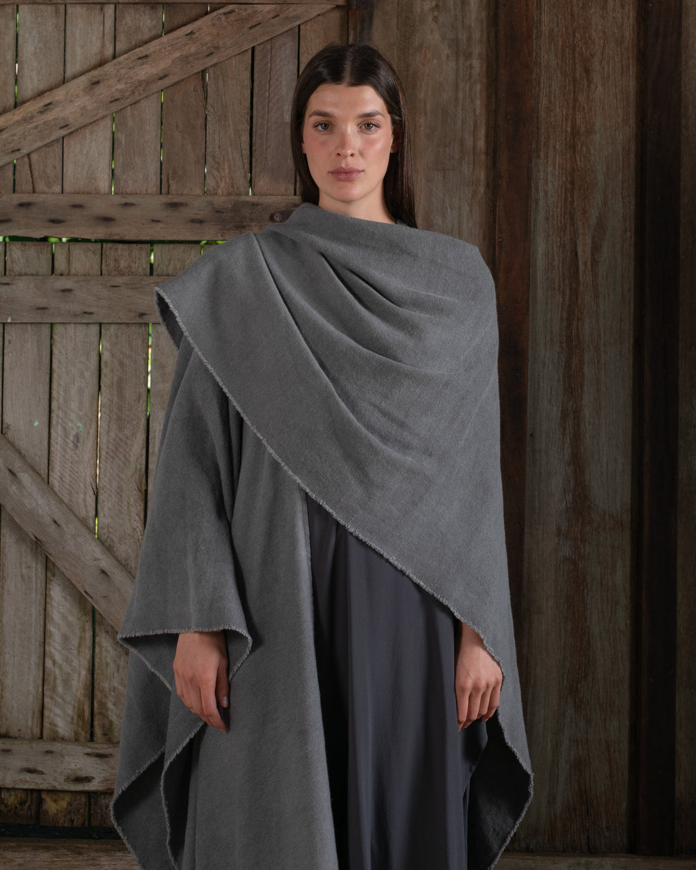 Long Wearable Blanket Cashmere Hemp Charcoal