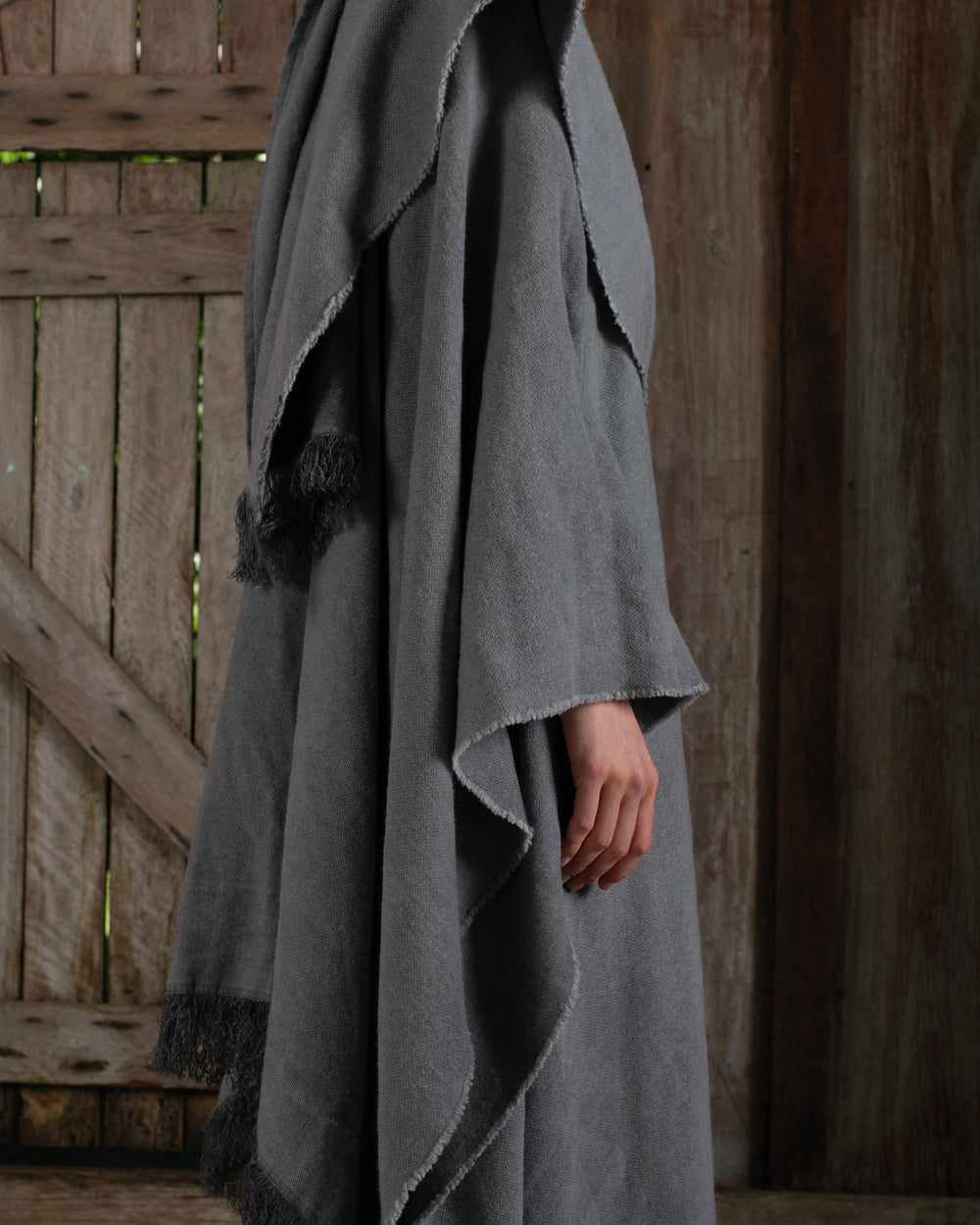 Long Wearable Blanket Cashmere Hemp Charcoal
