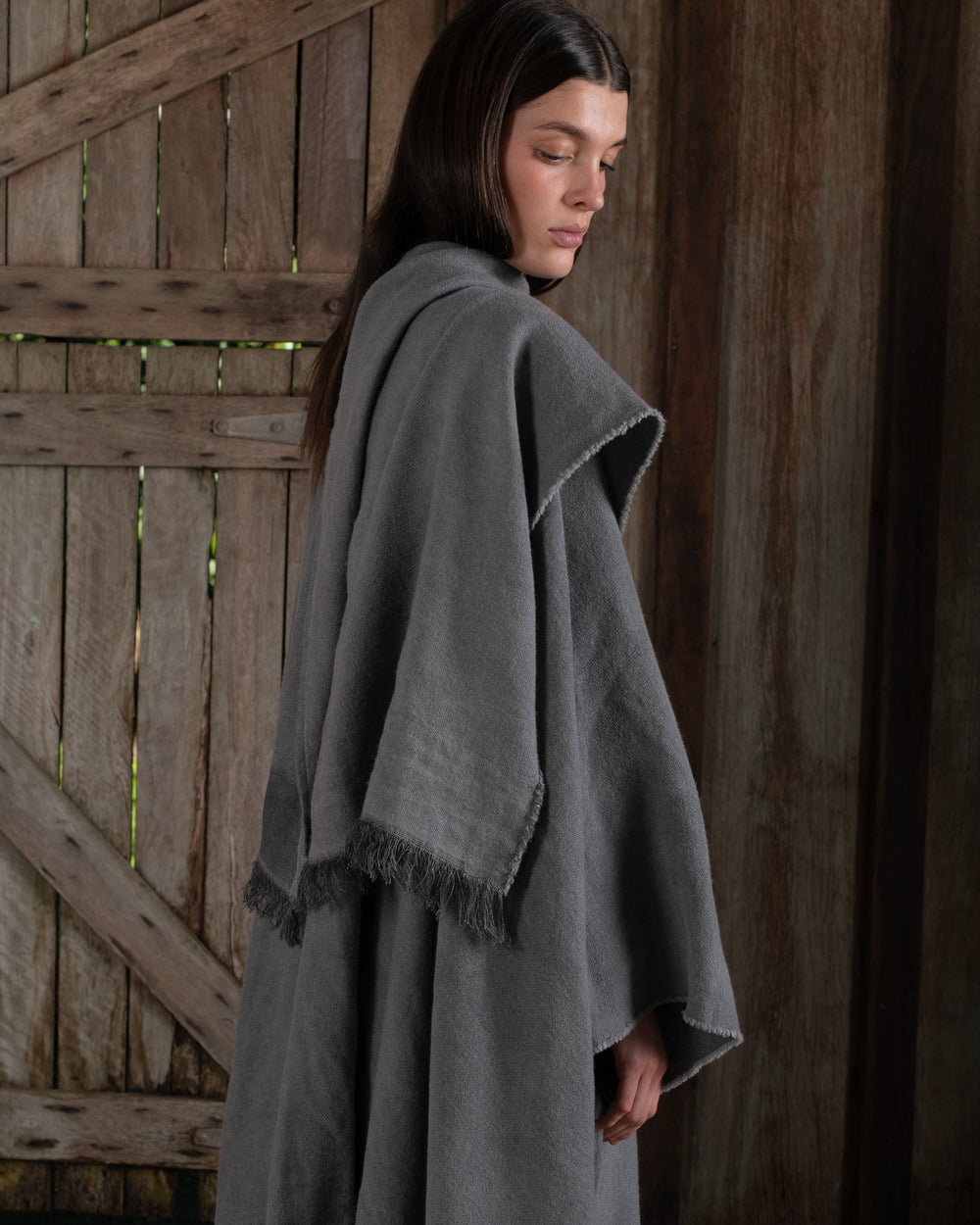 Long Wearable Blanket Cashmere Hemp Charcoal