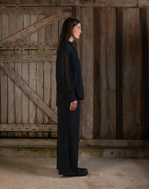 Open Sleeve Shirt Fine Cotton Voile Black
