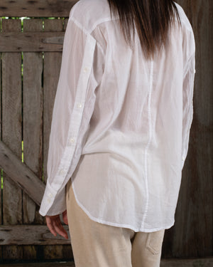 Open Sleeve Shirt Fine Cotton Voile White