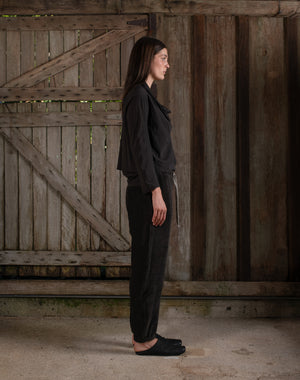 Scarf Jacket Stretch Silk Crepe Chocolate