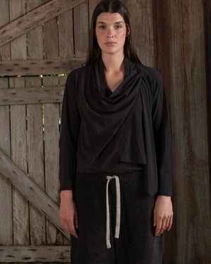 Scarf Jacket Stretch Silk Crepe Chocolate