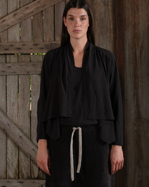 Scarf Jacket Stretch Silk Crepe Chocolate
