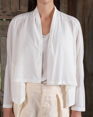 Scarf Jacket Stretch Silk Crepe White