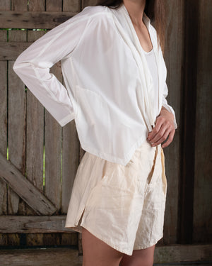 Scarf Jacket Stretch Silk Crepe White