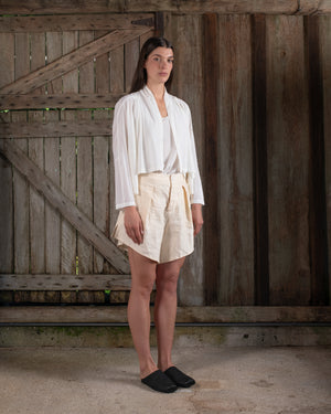 Scarf Jacket Stretch Silk Crepe White