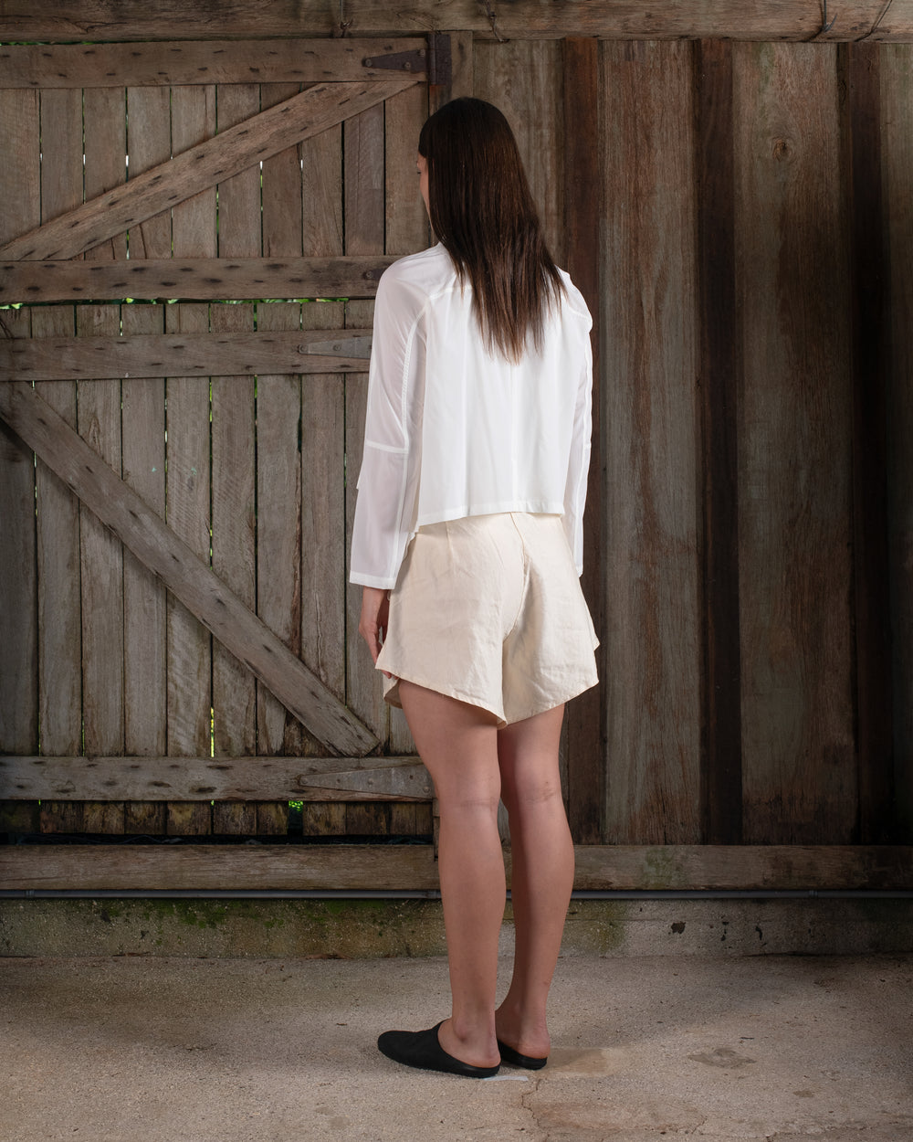 Scarf Jacket Stretch Silk Crepe White