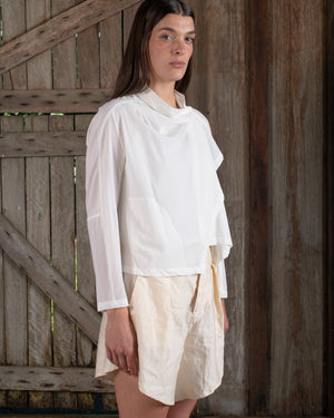 Scarf Jacket Stretch Silk Crepe White