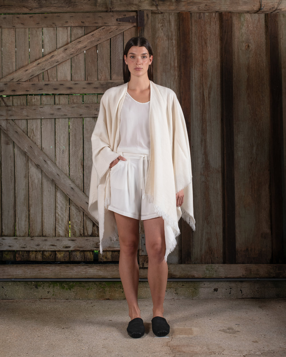 Short Wearable Blanket Cashmere Hemp Dye-less