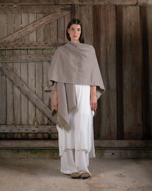 Short Wearable Blanket Cashmere Hemp Sand