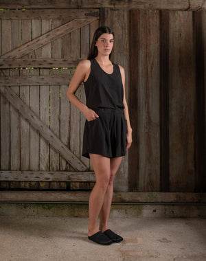 Shorts Stretch Silk Crepe Chocolate