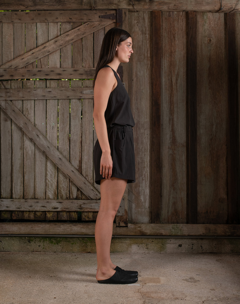 Shorts Stretch Silk Crepe Chocolate