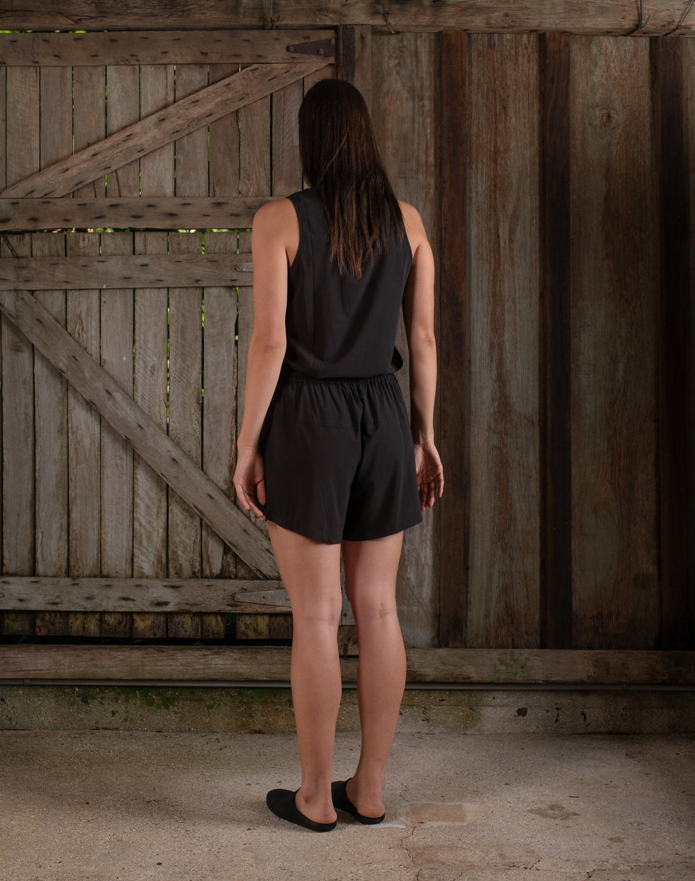 Shorts Stretch Silk Crepe Chocolate