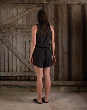 Shorts Stretch Silk Crepe Chocolate