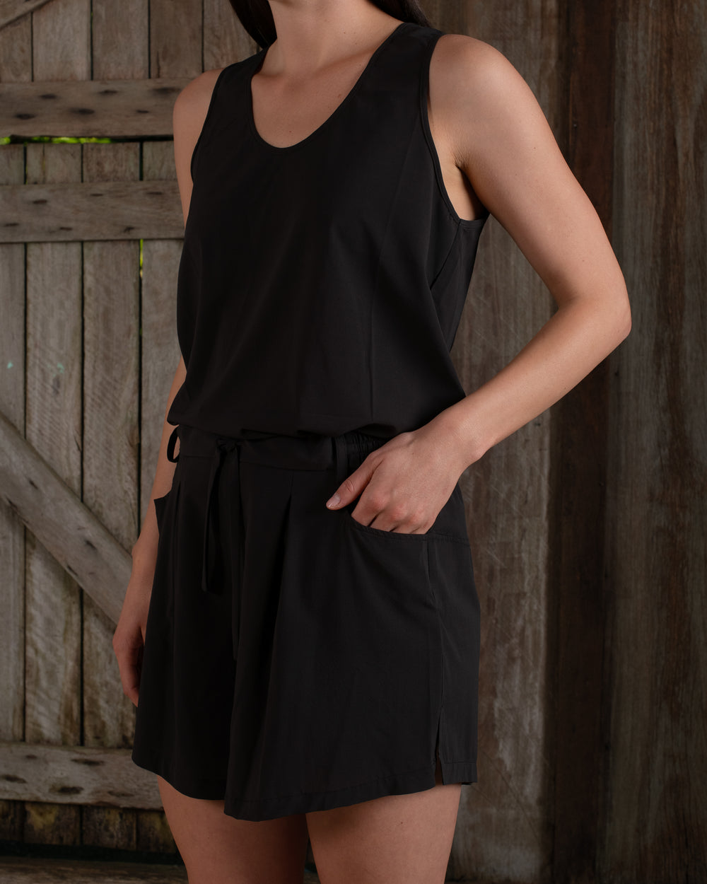 Shorts Stretch Silk Crepe Chocolate