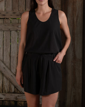 Shorts Stretch Silk Crepe Chocolate